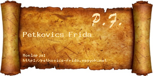 Petkovics Frida névjegykártya
